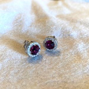 Sterling silver Purple stone w/ cubic zirconia accents